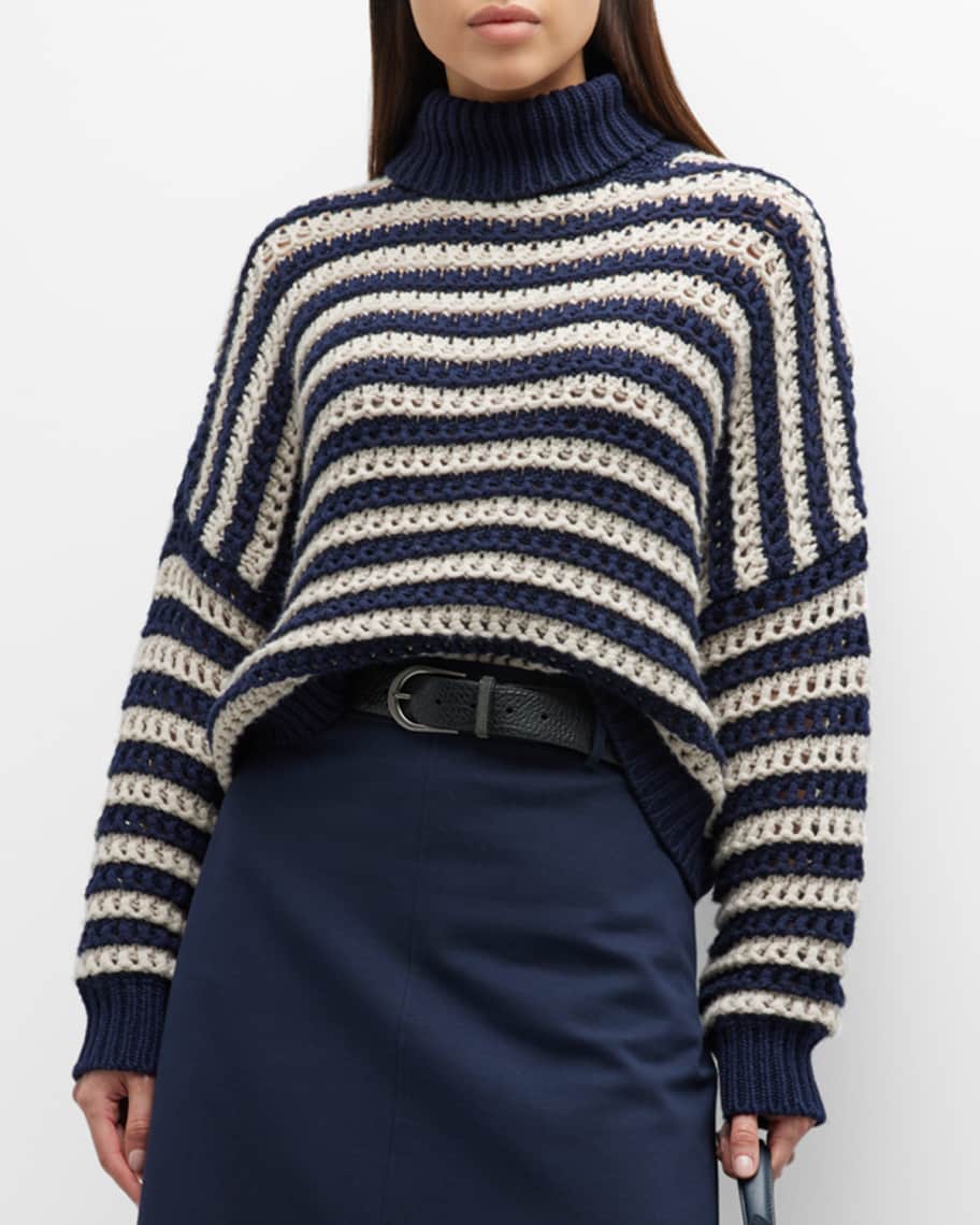 ERIN SNOW Gray Blue Stripe Full Zip Wool Blend Jacket Size Large