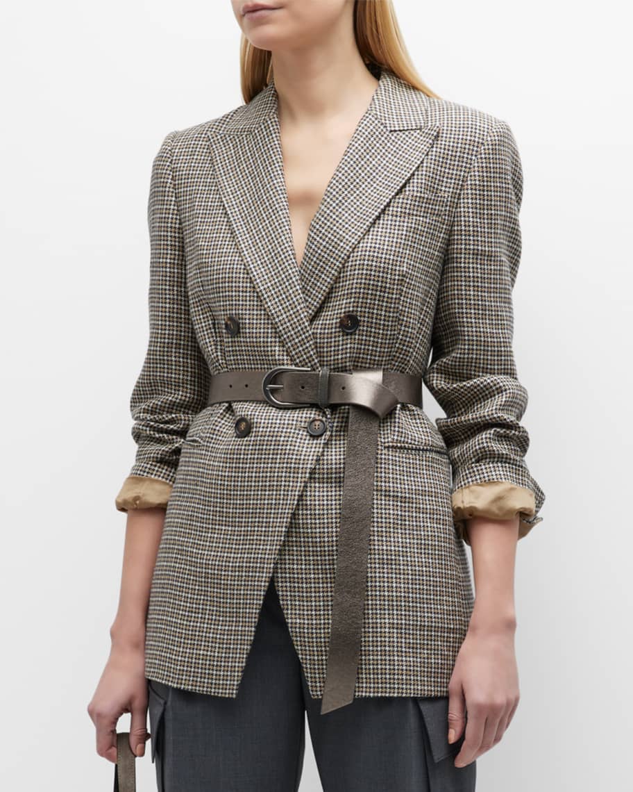 Brunello Cucinelli Houndstooth Pattern Blazer Brown Beige Multi main image 1