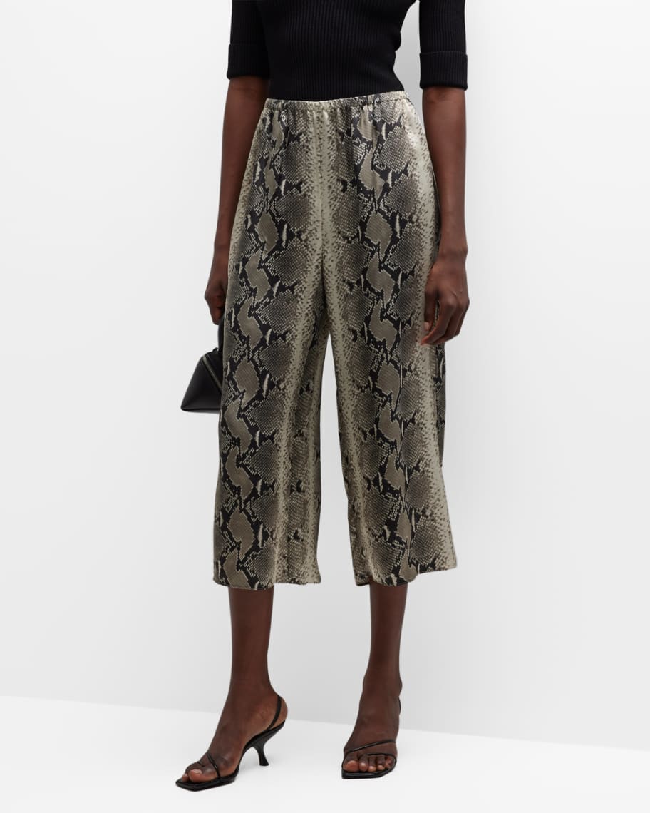 Khaite Mindy Snake-Print Wide-Leg Pants | Neiman Marcus