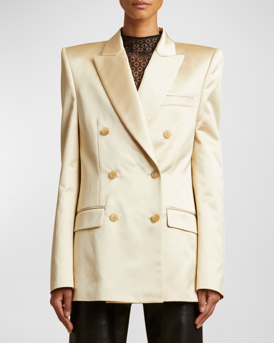 Khaite Nathan Blazer Jacket with Shoulder Pads | Neiman Marcus