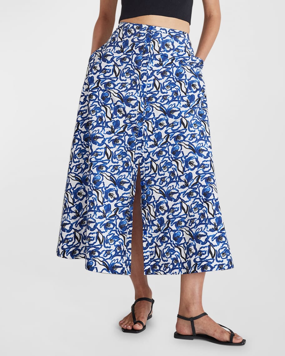 ACEWIN Floral Pleated Midi Skirt (Free Size) 601294