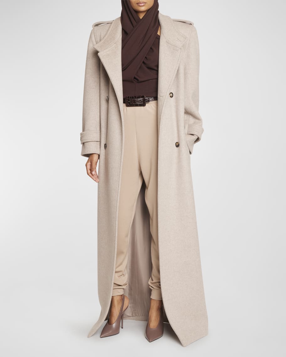 Saint Laurent Oversize Button-Front Wool Trench Coat | Neiman Marcus