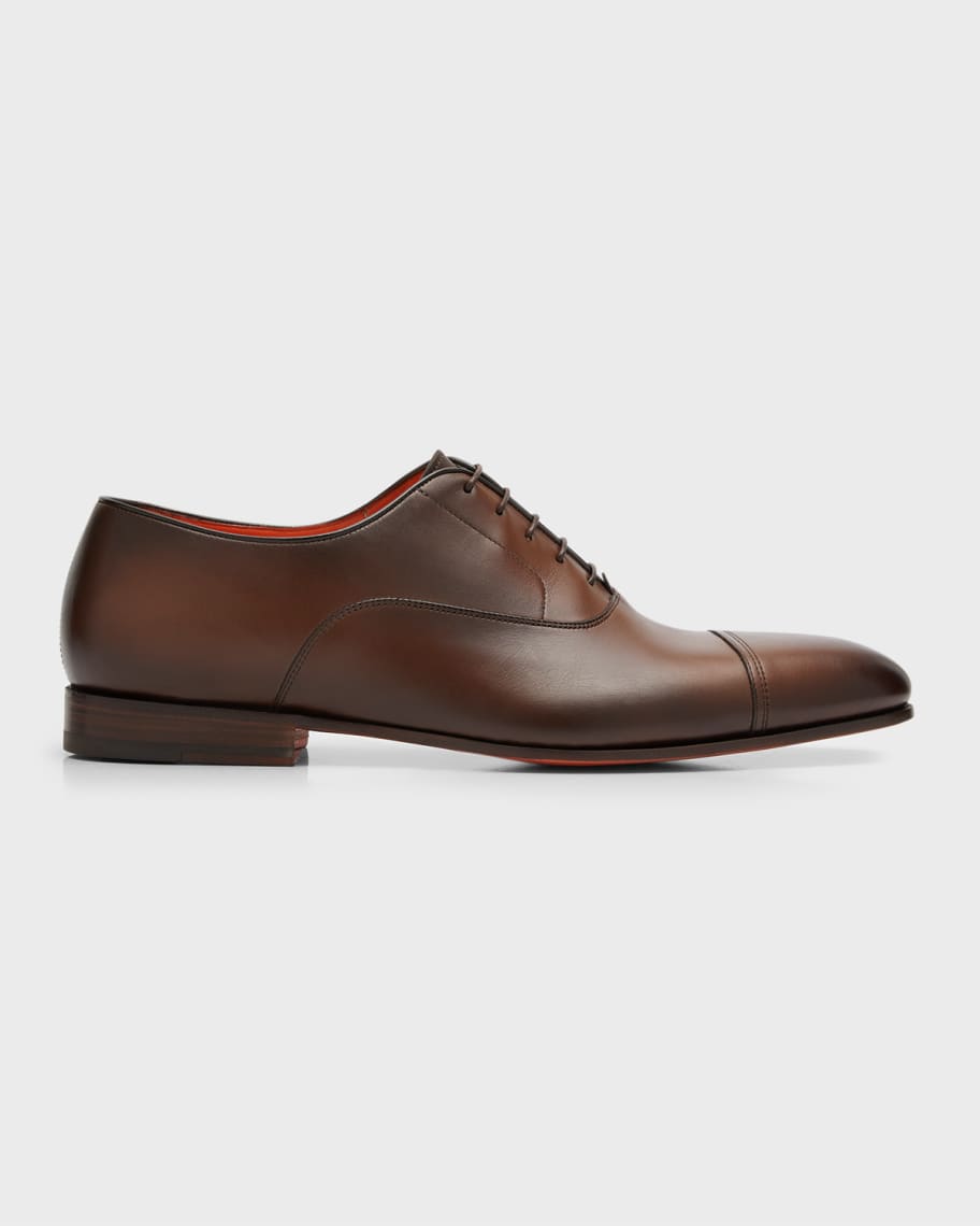 Santoni Men's Dole Cap Toe Leather Oxfords | Neiman Marcus