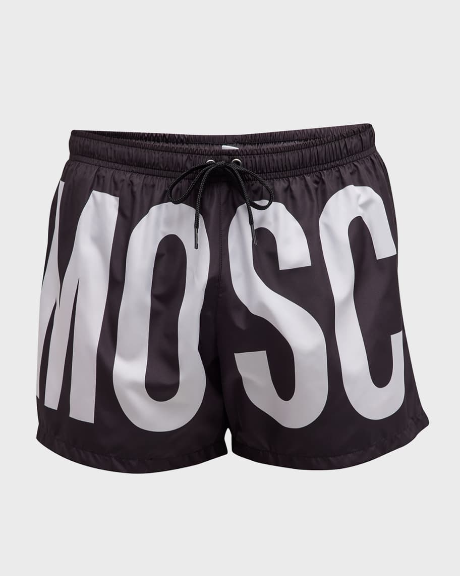 【関税&送料込】Moschino Bermuda With Logo Moschino Men's Full Logo Swim Shorts | Neiman Marcus