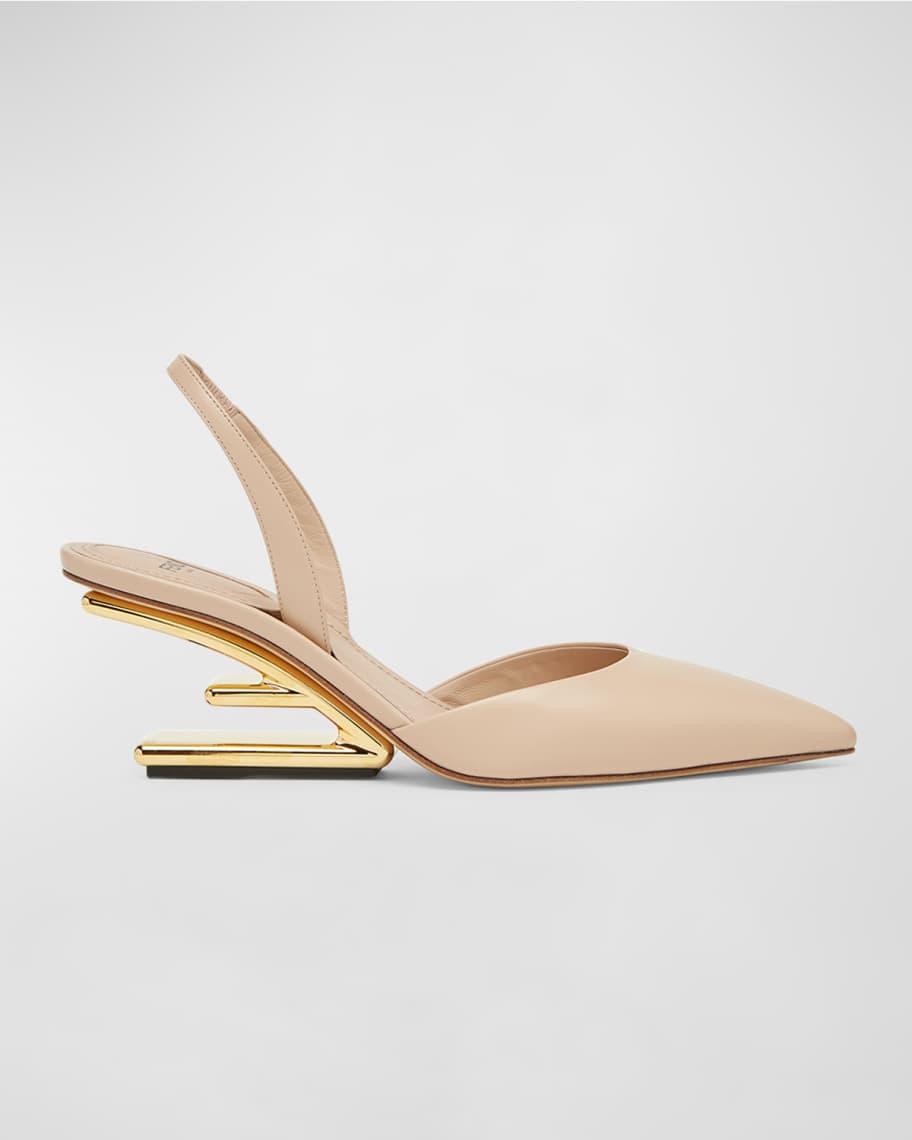 Fendi First Leather FHeel Slingback Pumps Neiman Marcus