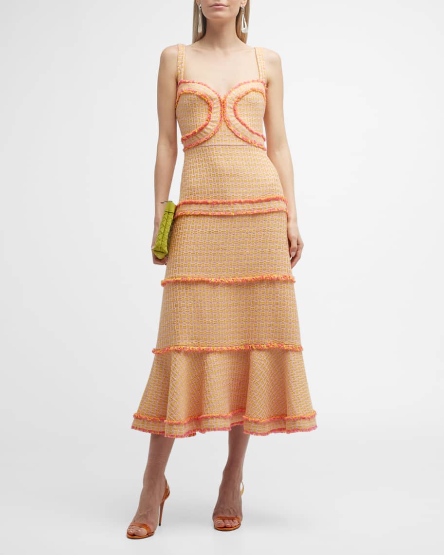 Alexis Bettine Tiered Knit Sweetheart Midi Dress | Neiman Marcus