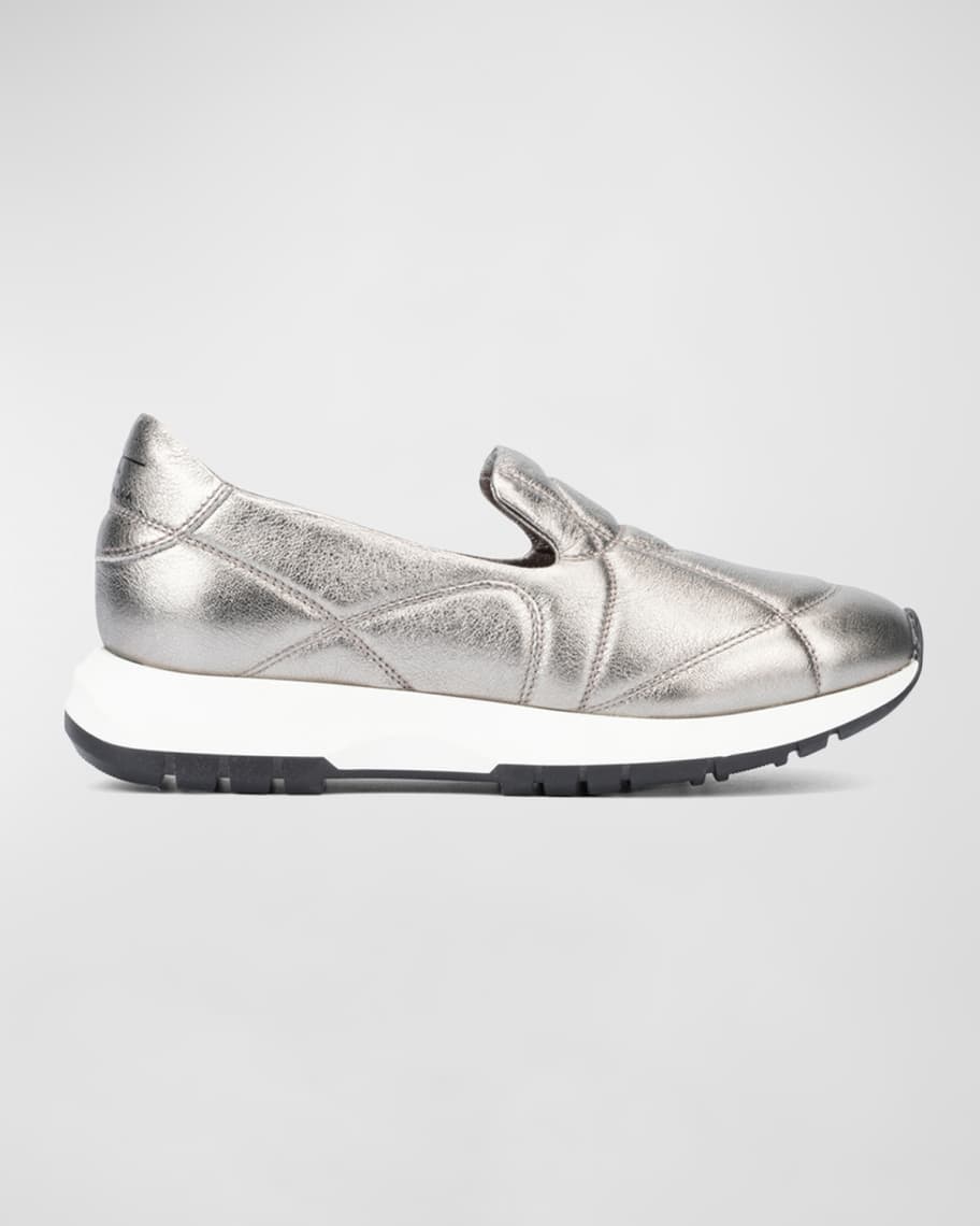 Aquatalia Katya Quilted Metallic Slip-On Sneakers | Neiman Marcus