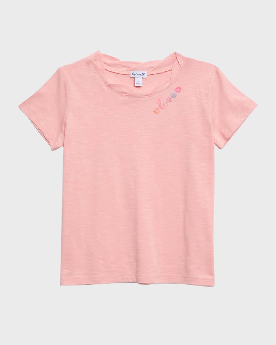 Splendid Girl's Embroidered Scalloped T-Shirt, Size 7-14 | Neiman Marcus