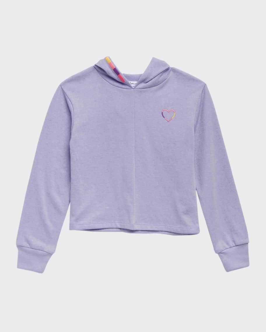 Splendid Girl's Rainbow Embroidered Heart Hoodie, Size 714 Neiman Marcus
