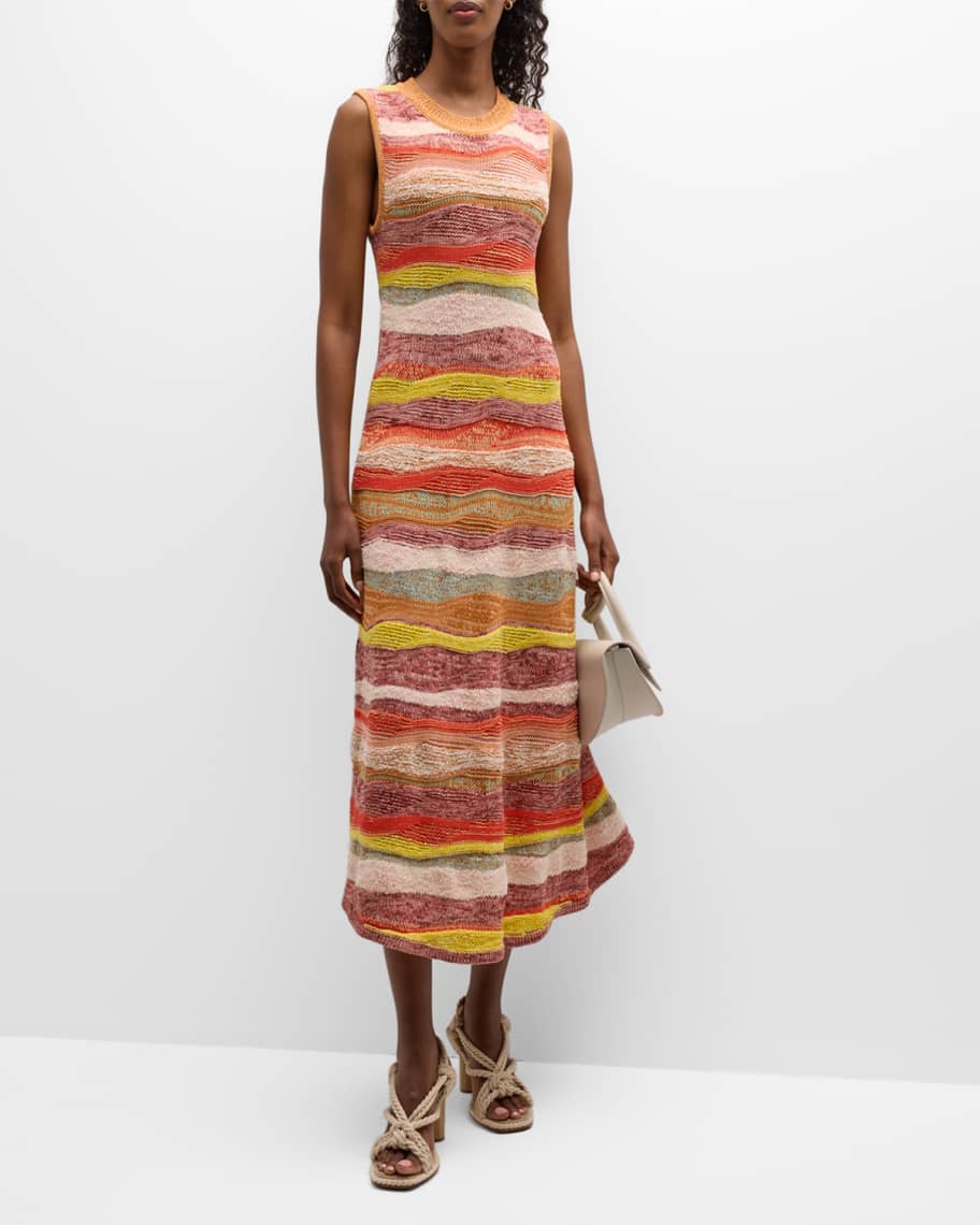 Ulla Johnson Gaia Wavy-Stripes A-Line Maxi Dress | Neiman Marcus