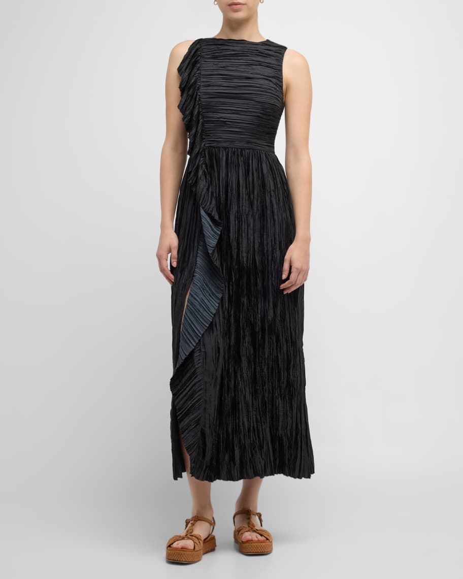 Ulla Johnson Circe Sleeveless Satin Plisse Dress | Neiman Marcus