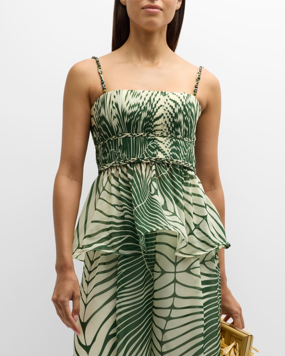 Pijao Pleated & Beaded Peplum Top