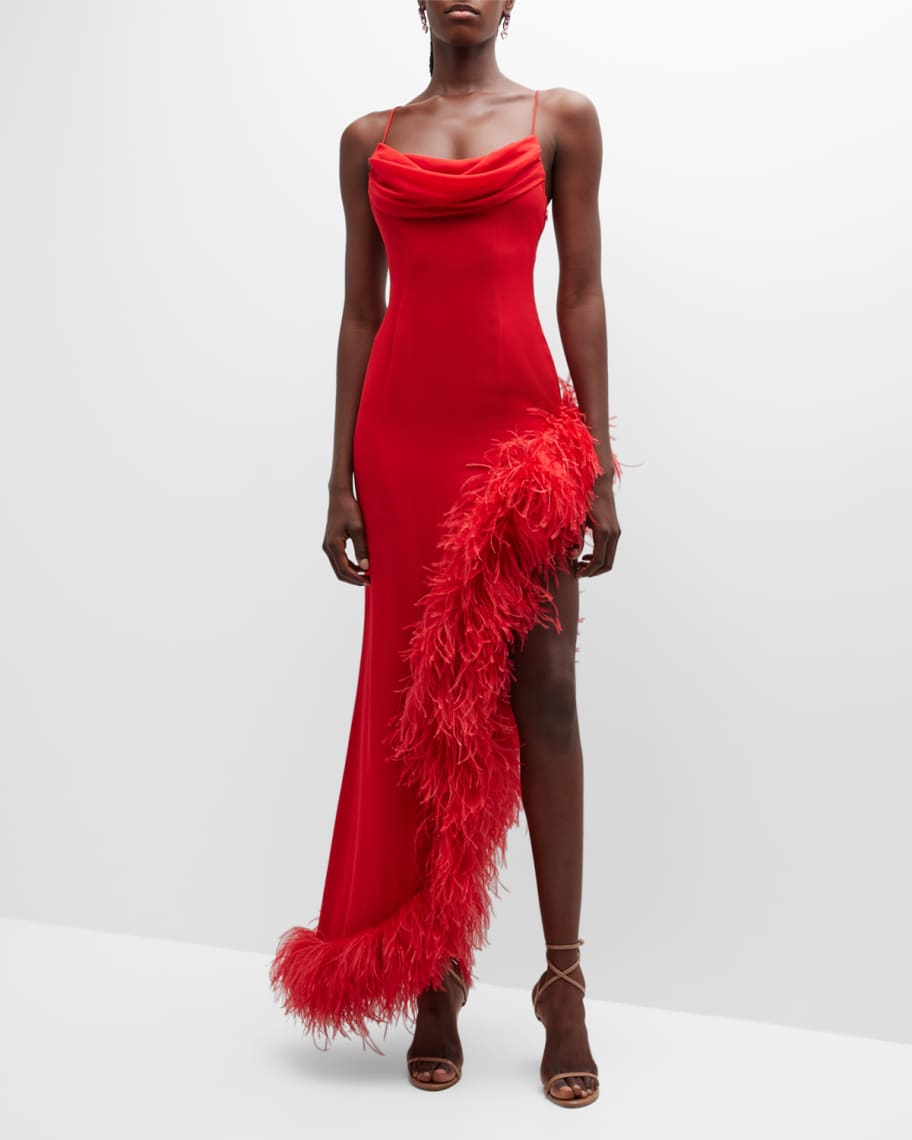 open lace back dress MOMENTOUS FEATHER TRIM ACRYLIC EXCLUSIVE OCCASION DRESS (Burgundy)   styletittudeapparelusa