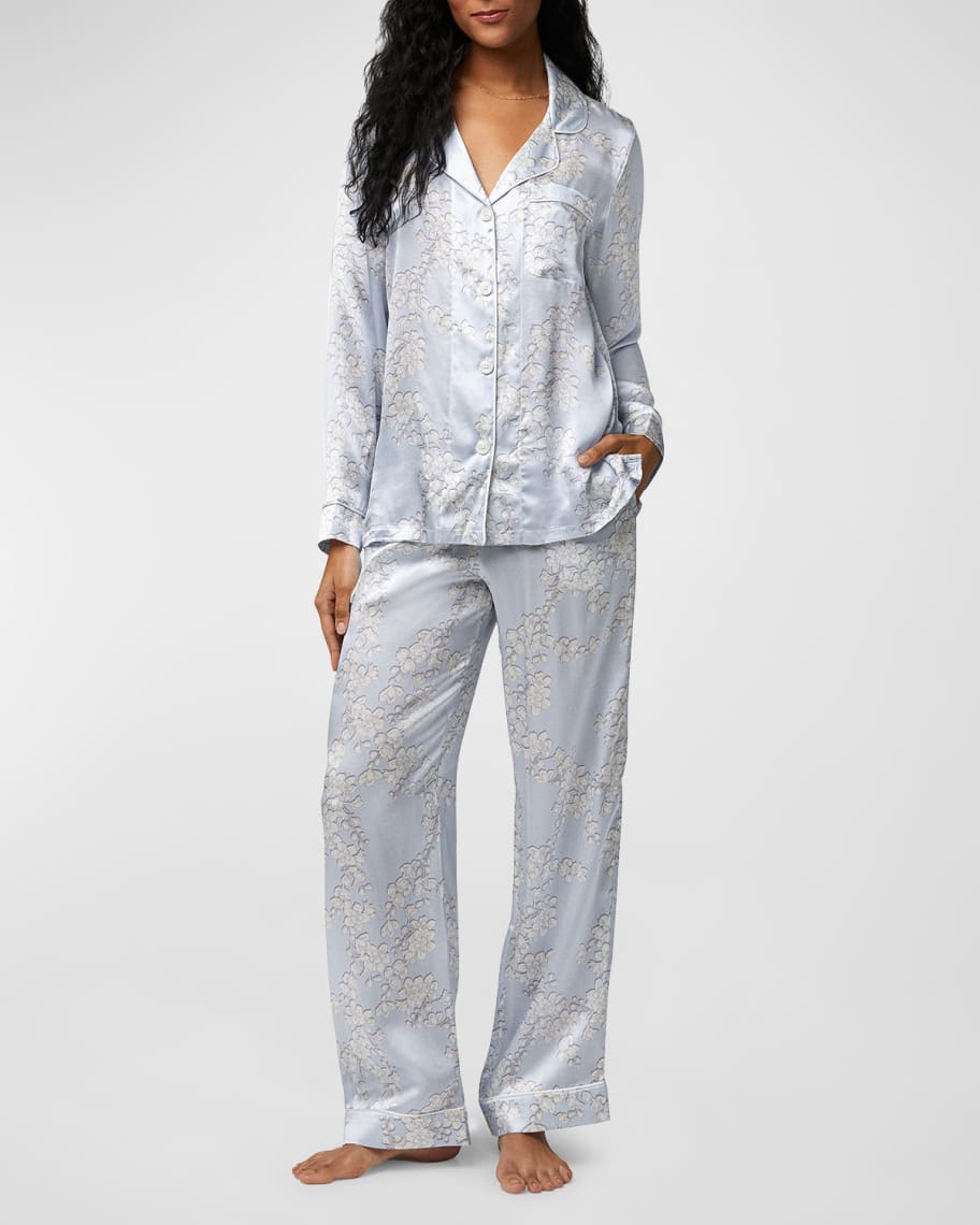 Louis Vuitton Grey Monogram Silk Button Front Pajama Shirt & Pant