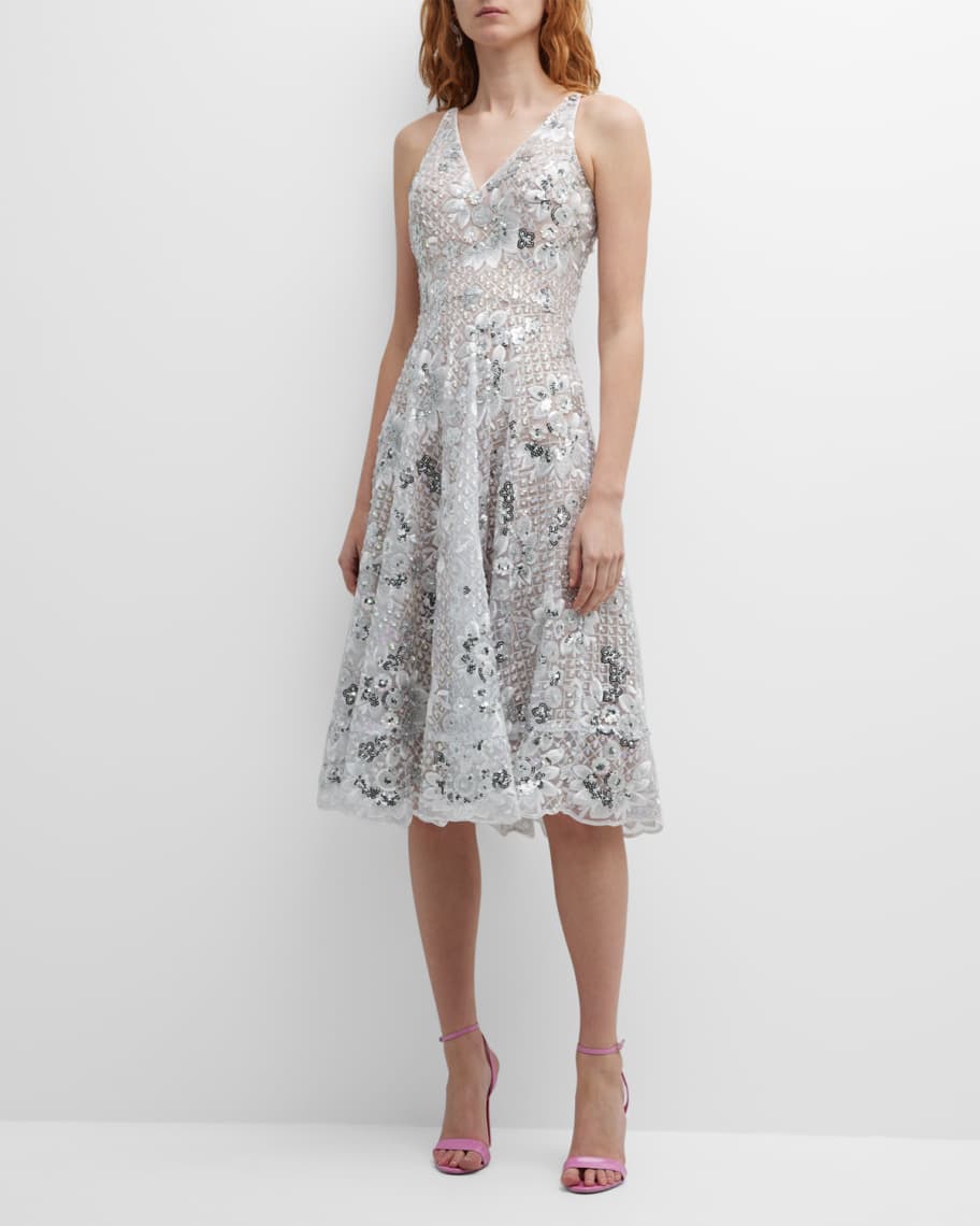 elisa embroidered fit and flare dress Elisa Dress – Dress the Population main image 1