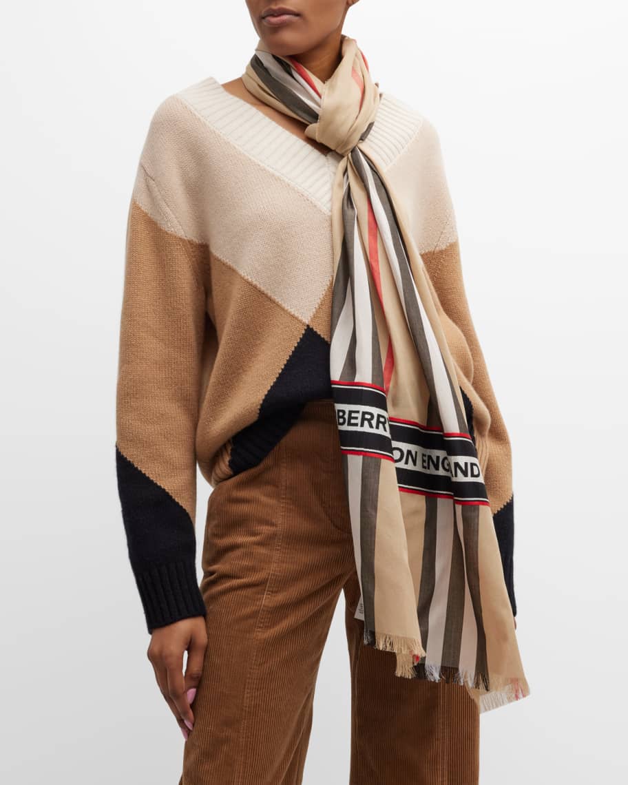 SCARF IN MONOGRAM CASHMERE - BROWN/TOFFEE