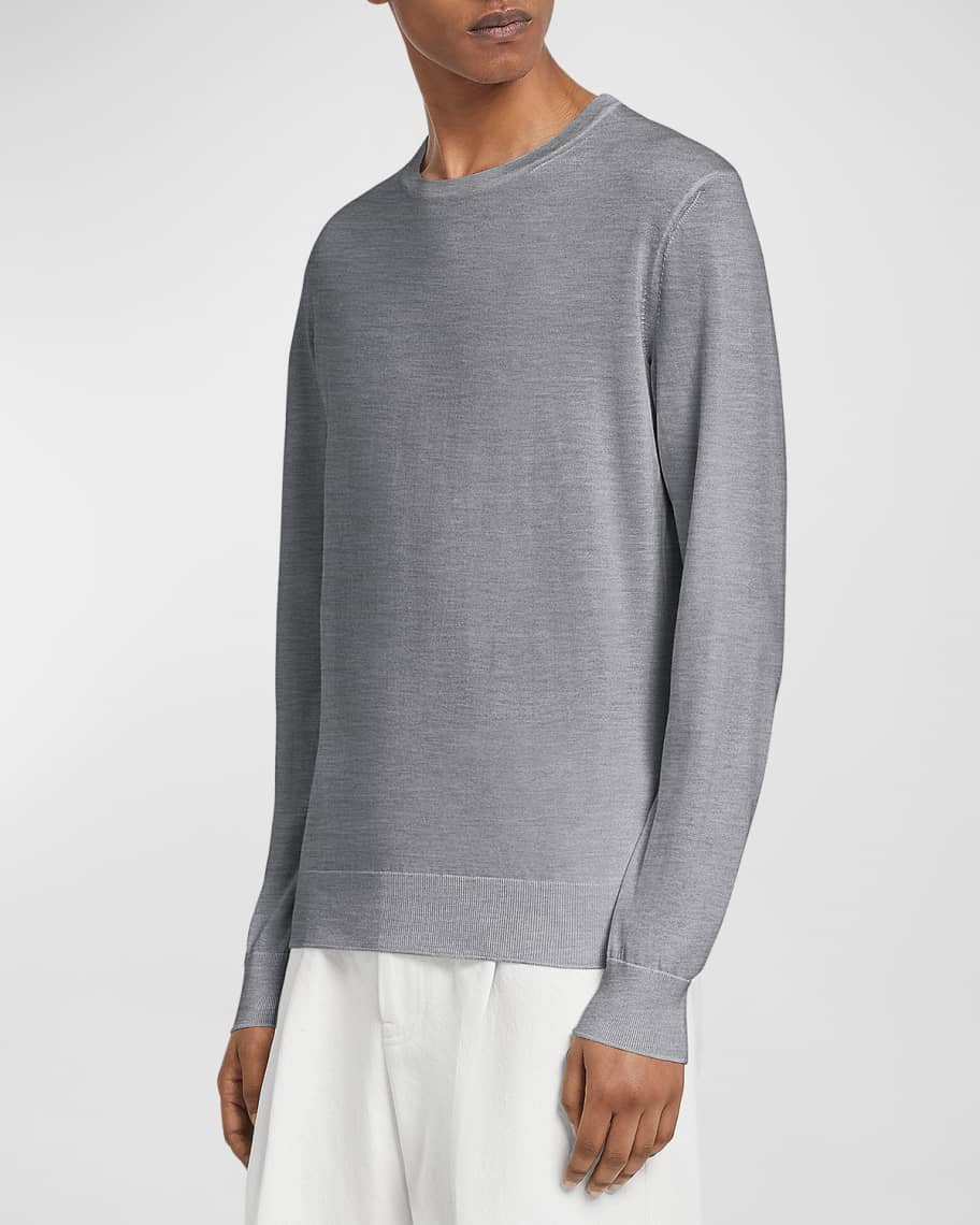 ZEGNA Men's Casheta Cashmere-Silk Crewneck Sweater | Neiman Marcus