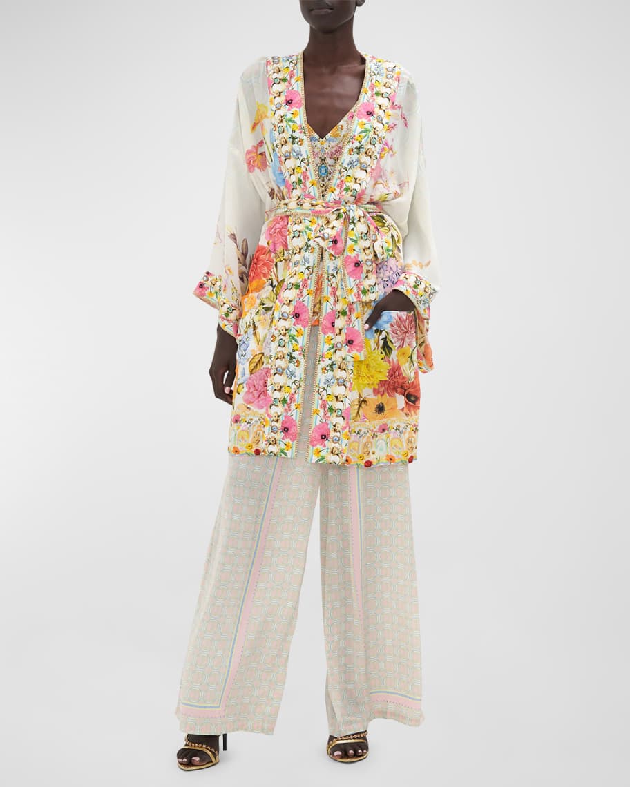Camilla Hand-Embellished Belted Kimono | Neiman Marcus