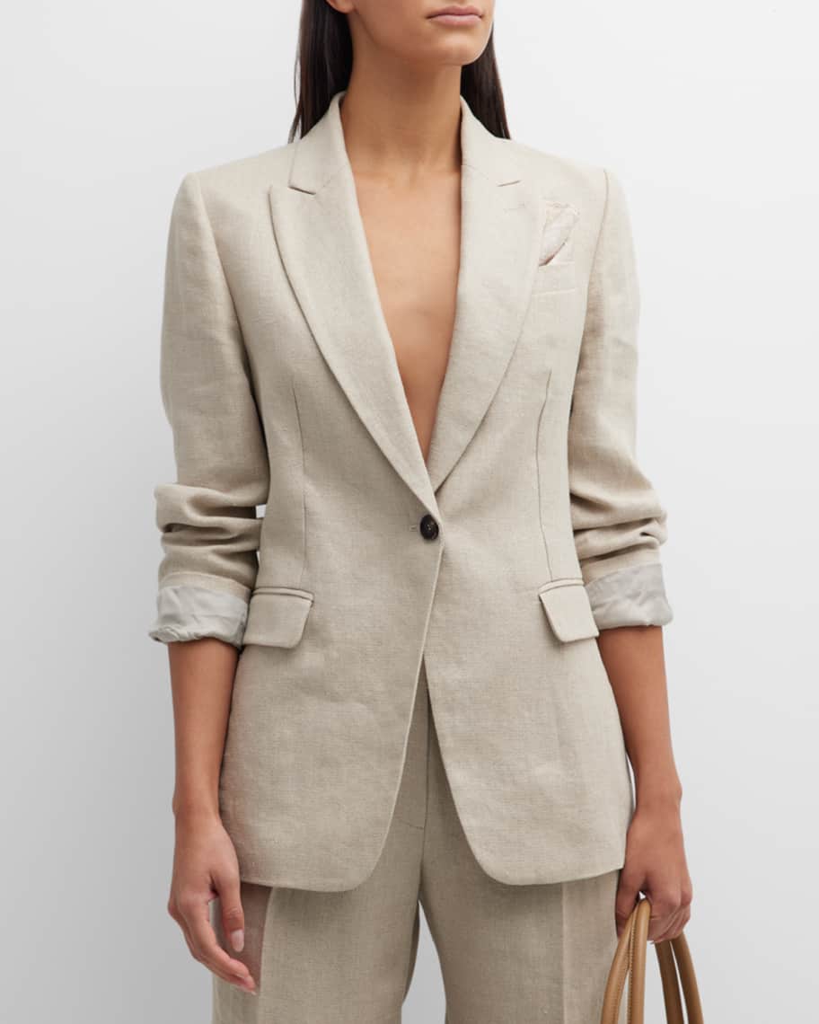 【関税＆送料込み】Brunello Cucinelli Sparkling Linen Twill Brunello Cucinelli Délavé Silk Twill Single-Breasted Suit