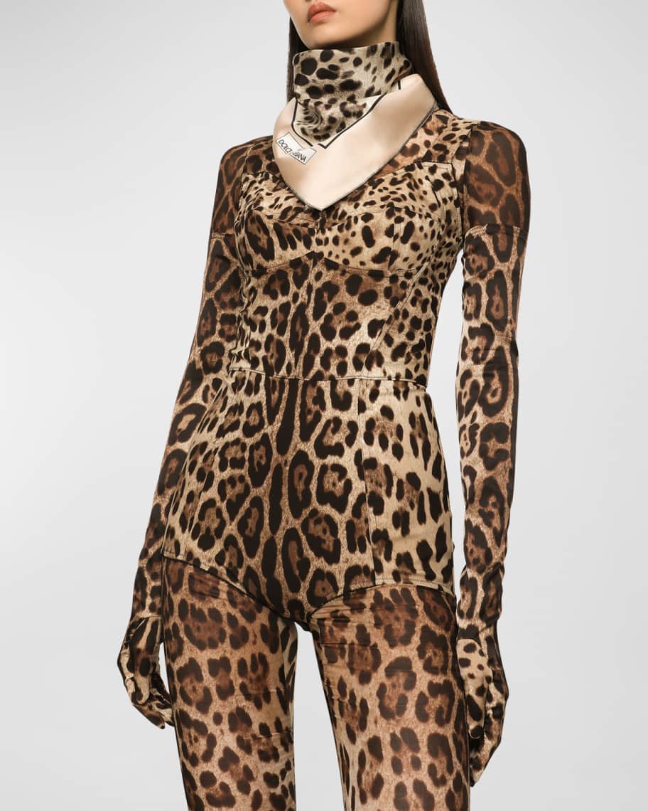 KIM DOLCE&GABBANA Sheer leopard-print jumpsuit in Animal Print for