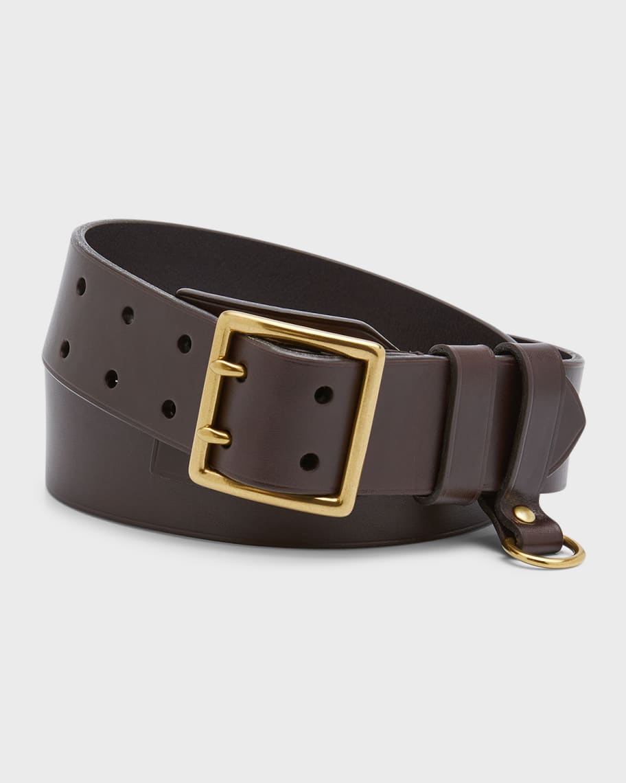 Ralph Lauren Purple Label Men's Double Prong Buckle Leather Belt