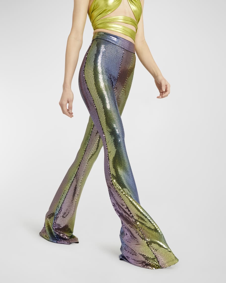 The New Arrivals by Ilkyaz Ozel Colette Sequin Flared Pants Neiman Marcus