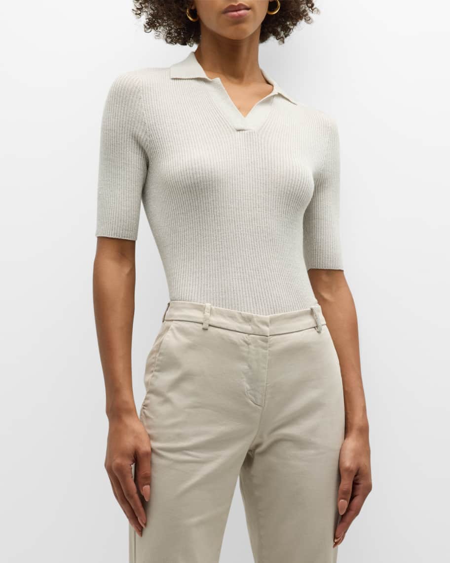 Fabiana Filippi ribbed-knit polo shirt - Green