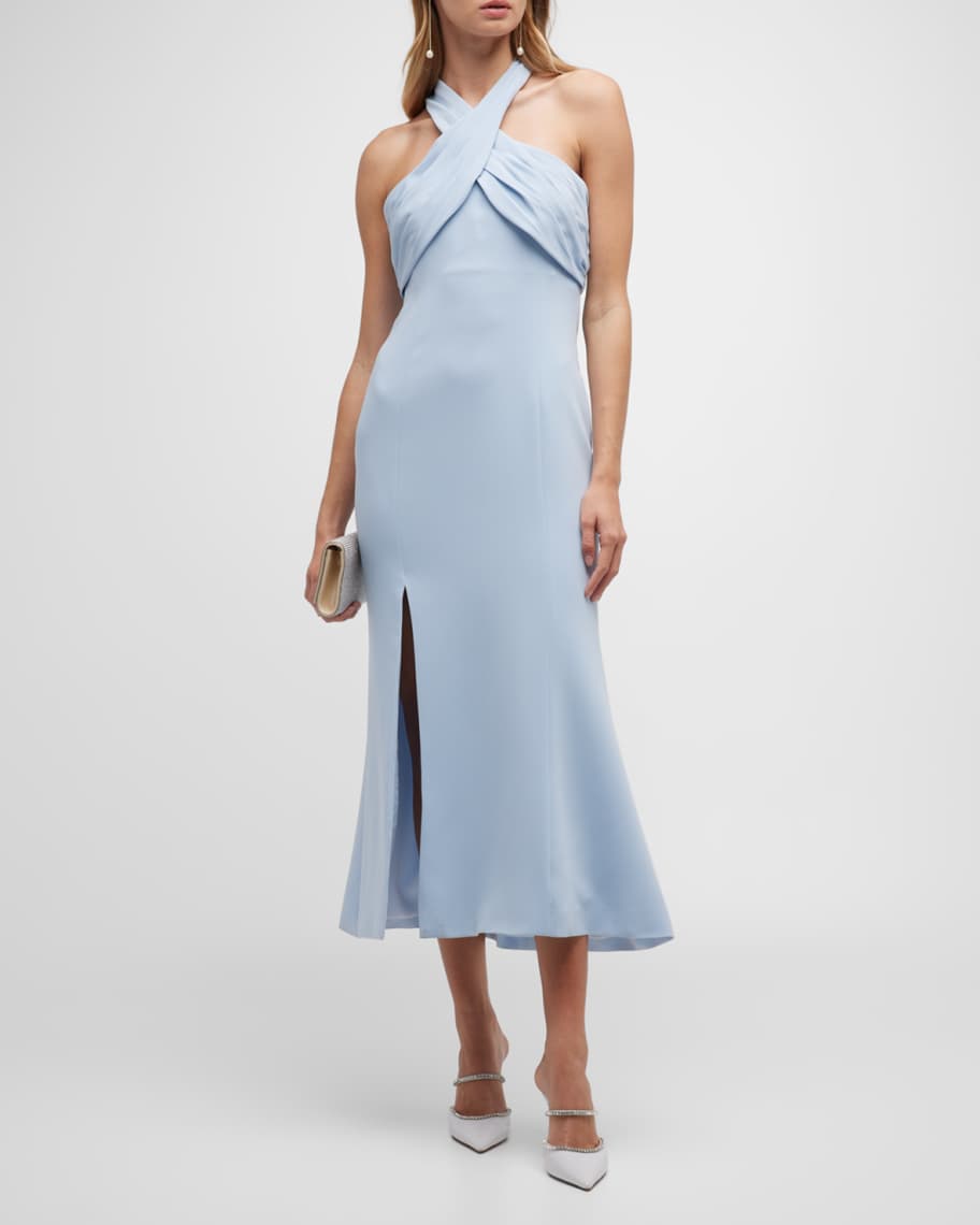 Cinq a Sept Adela Tie-Back Trumpet Midi Dress | Neiman Marcus