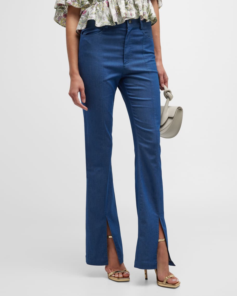 Cinq a Sept Shanis SplitHem Flared Denim Pants Neiman Marcus