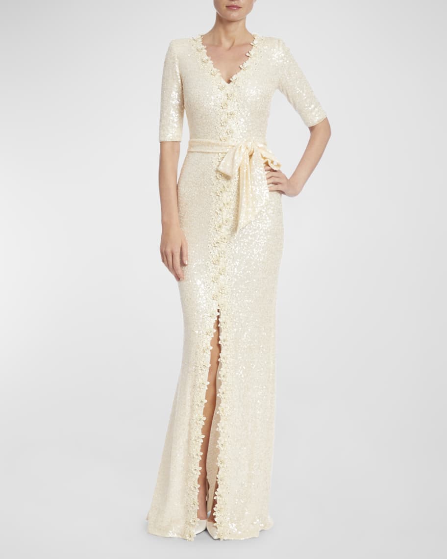 Belle badgley mischka beaded neck chiffon dress discount