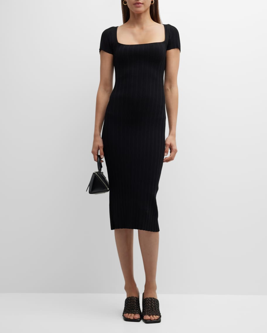 Proenza Schouler White Label ribbed-knit button-front dress - Black