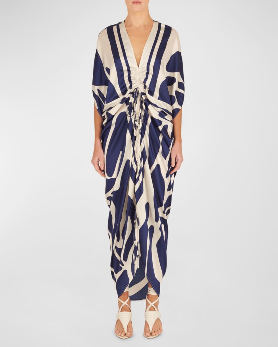 Silvia Tcherassi Cloister Abstract-Print Ruched Maxi Dress