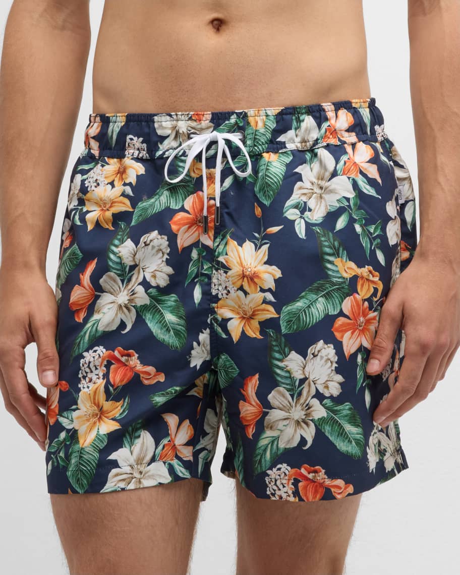 Onia Men's Charles FloralPrint Swim Trunks, 5" Inseam Neiman Marcus