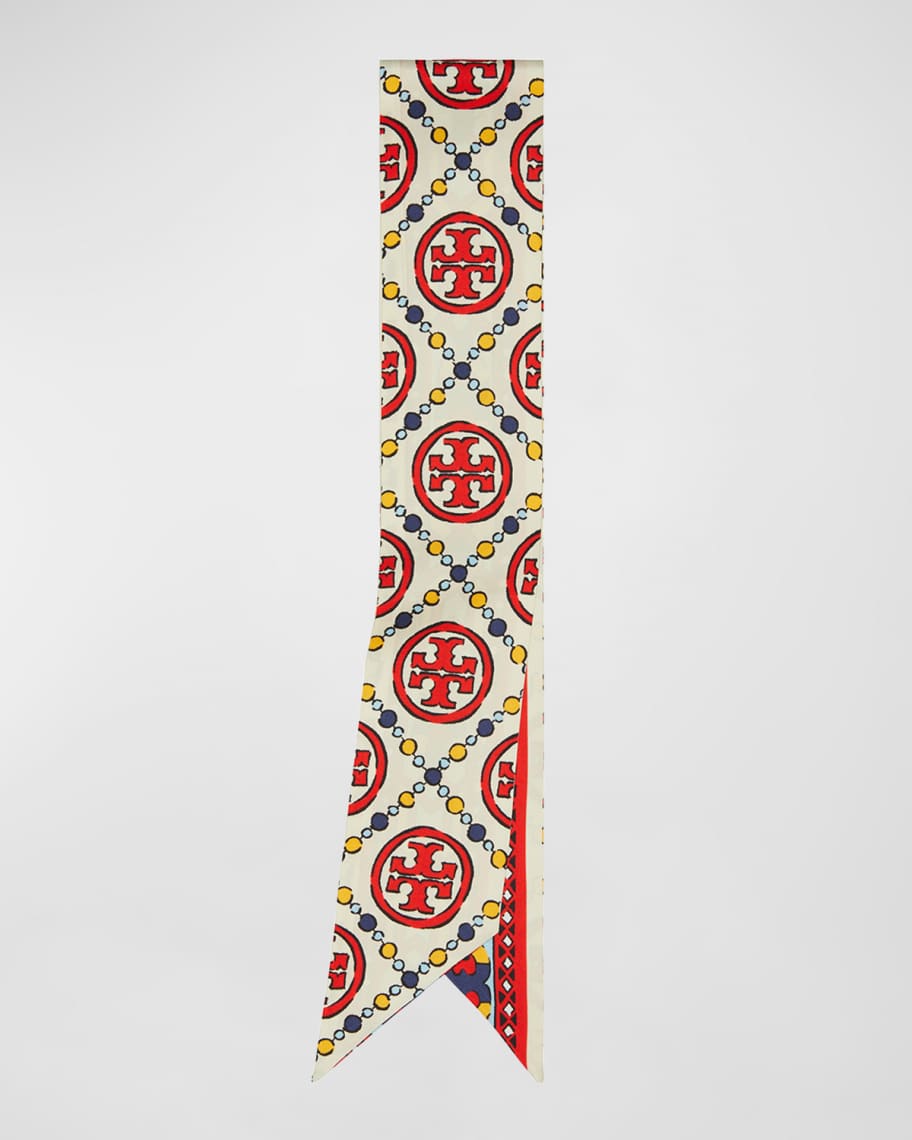Tory Burch T-Monogram Silk Ribbon Tie | Neiman Marcus