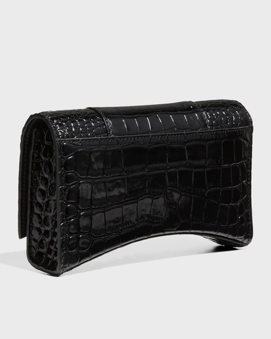 Image 3 of 5: Hourglass Croc-Embossed Wallet on Chain