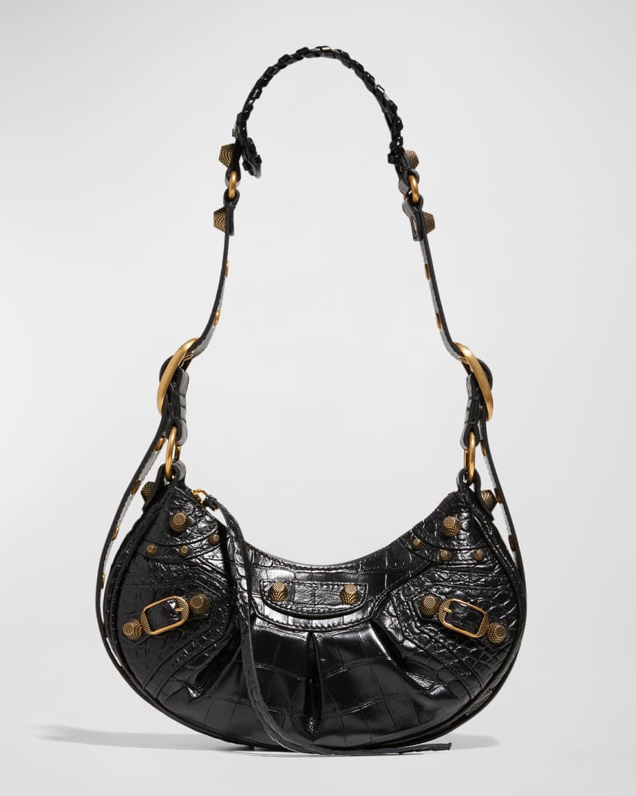 送料込 BALENCIAGA LE CAGOLE XS SHOULDER BAG BB MONOGRAM Balenciaga Le Cagole XS Croc-Embossed Shoulder Bag | Neiman