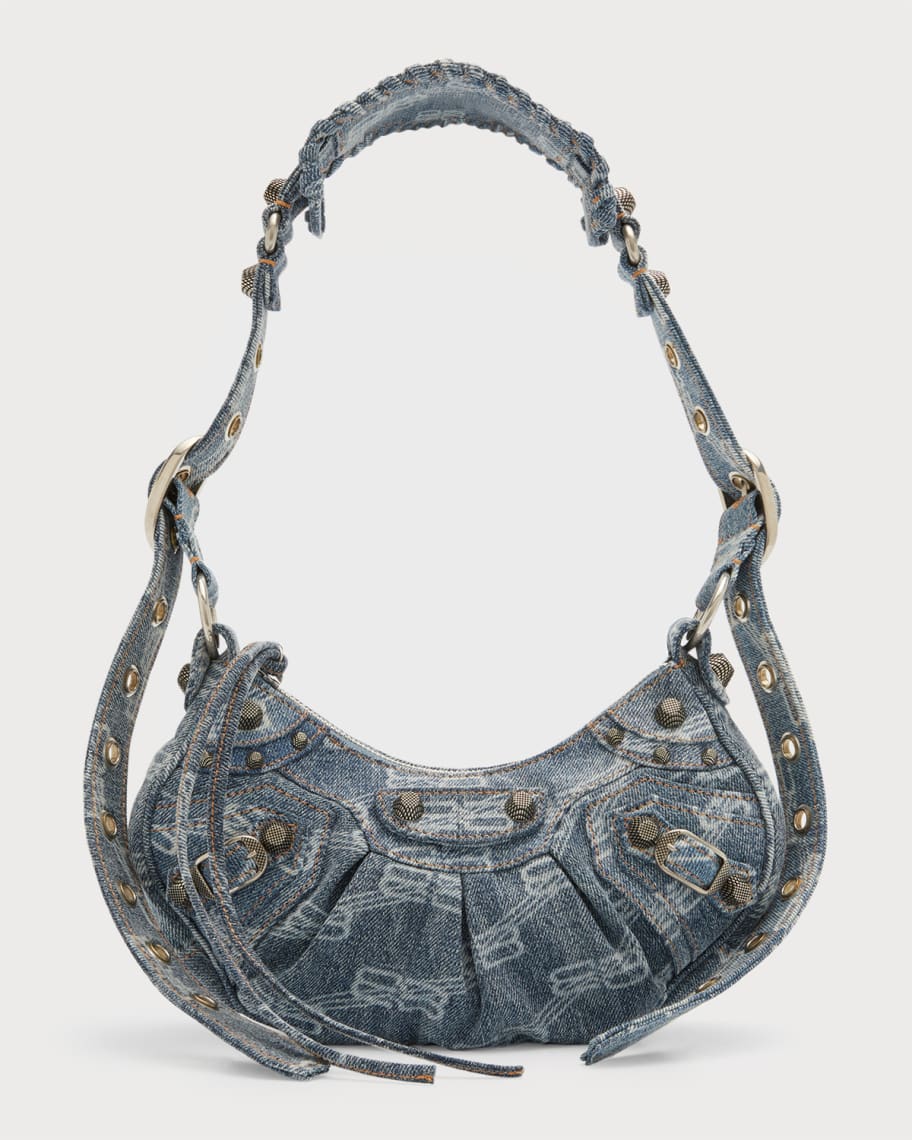 送料込 BALENCIAGA LE CAGOLE XS SHOULDER BAG BB MONOGRAM Balenciaga Le Cagole XS BB Monogram Denim Shoulder Bag
