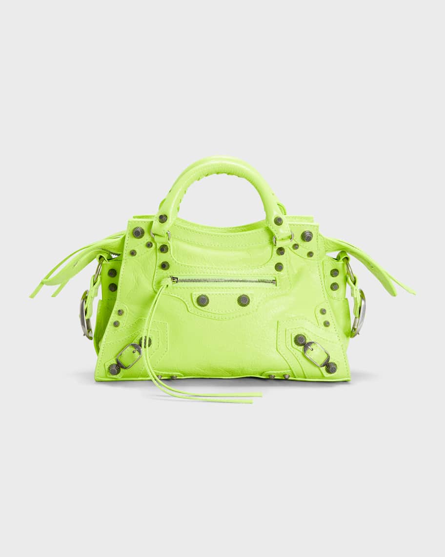 Balenciaga XS Neo Cagole Lime Green Leather Shoulder Bag New