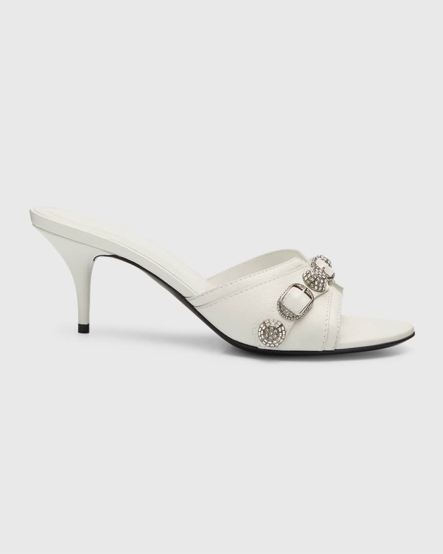 Balenciaga Cagole Lambskin Buckle Slide Sandals | Neiman Marcus