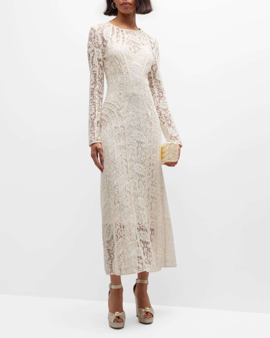 Devi cotton-blend guipure lace midi dress