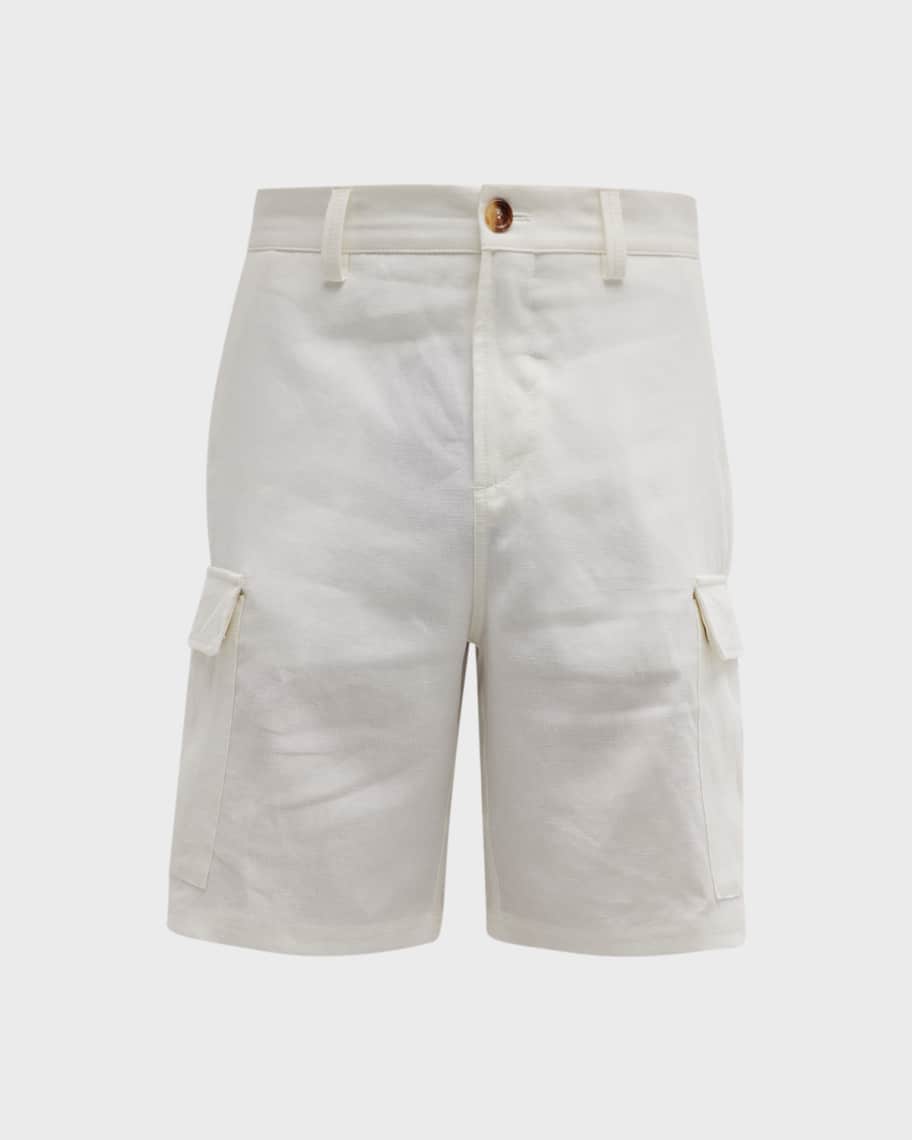 Brunello Cucinelli Men's Linen Cargo Shorts | Neiman Marcus