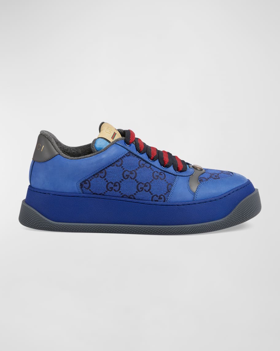 Gucci Men's Double Screener Canvas Low-Top Sneakers | Neiman Marcus