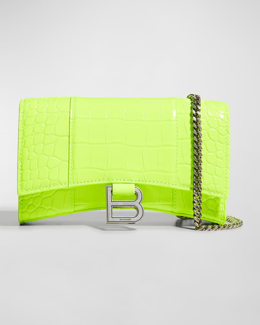 Balenciaga Hourglass Croc-Embossed Crossbody Bag | Neiman Marcus