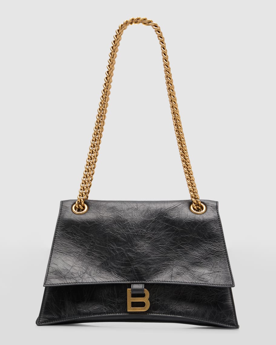 【関税＆送料込み】Balenciaga Crush Chain M Shoulder Bag Women's Crush Chain Bag Medium in Black | Balenciaga US