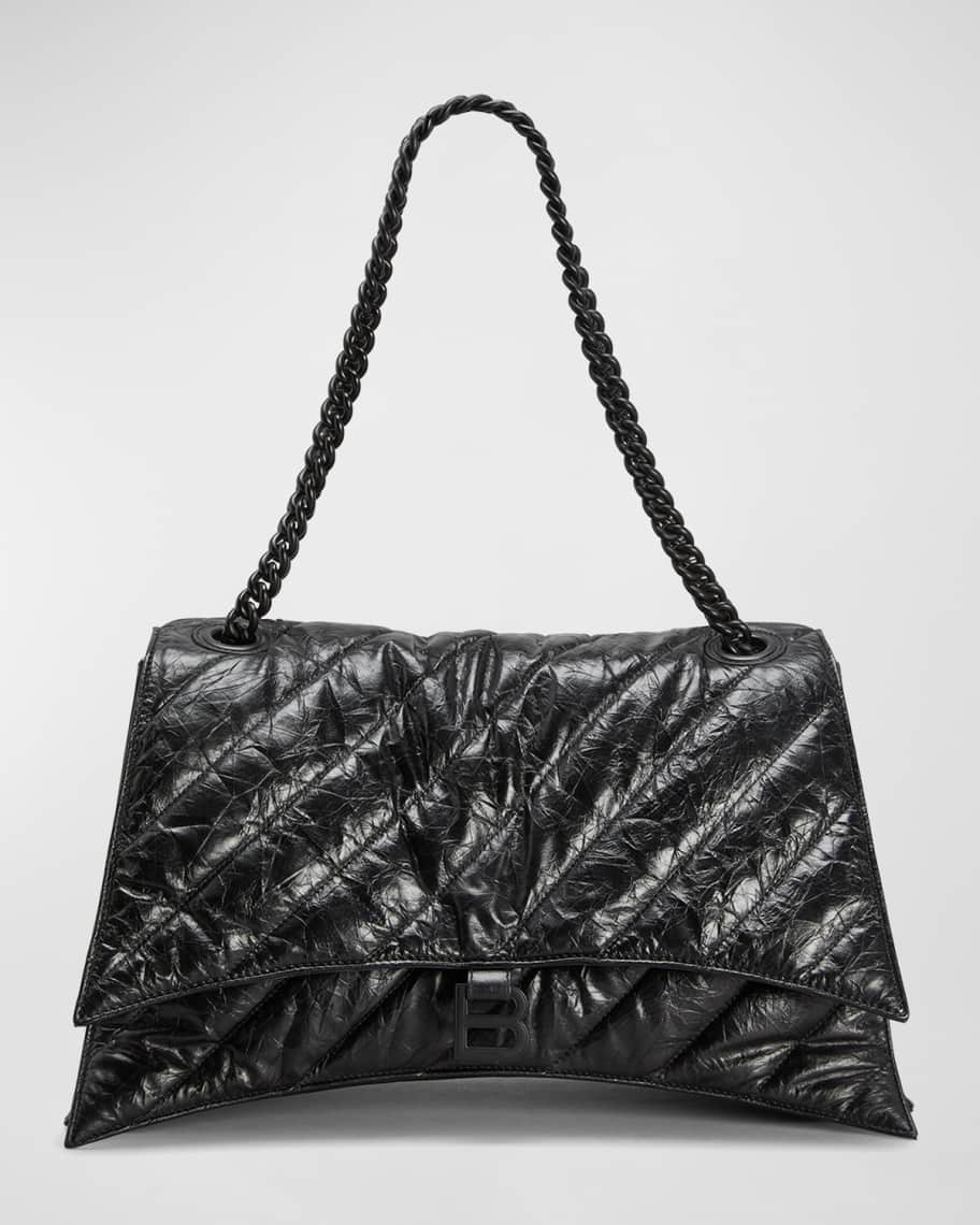 ●送料込●BALENCIAGA●Crush Chain Medium バッグ デニム Balenciaga Crush Medium Chain Bag in Quilted Denim Black in