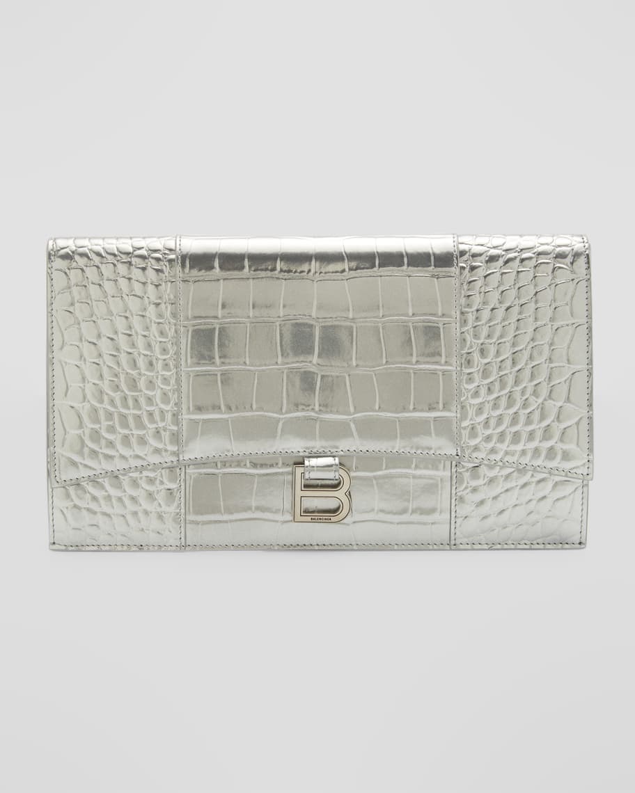 Beige Hourglass S crocodile-effect leather bag, Balenciaga