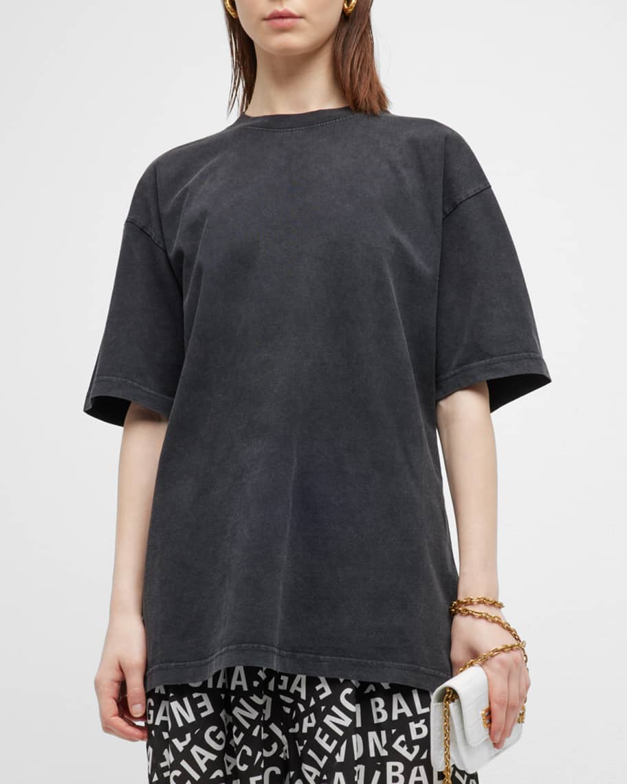 Balenciaga Strass Logo Back Large Fit T-Shirt | Neiman Marcus