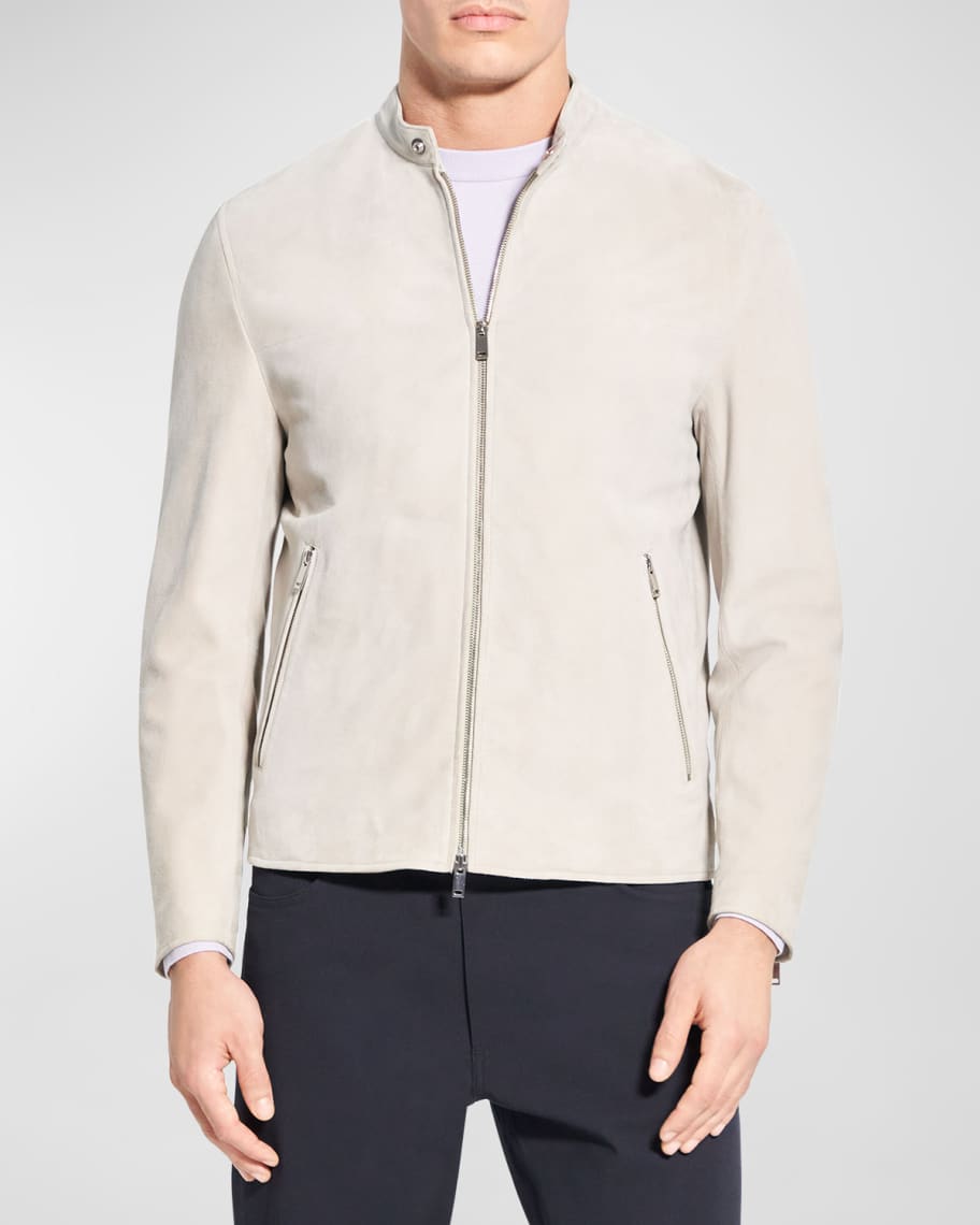 Theory Men's Wynmore Suede Moto Jacket | Neiman Marcus