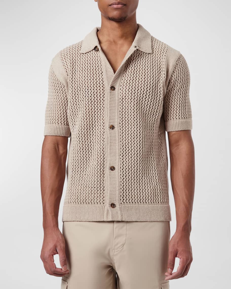 TEDDY VONRANSON Men's Open Knit Camp Shirt | Neiman Marcus