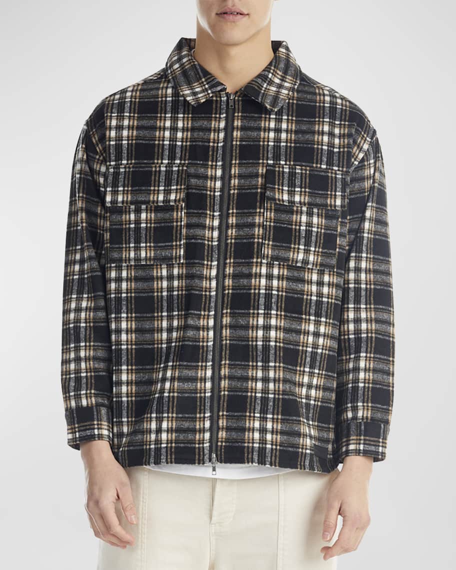NANA JUDY Men's Booker Plaid ZipFront Shacket Neiman Marcus